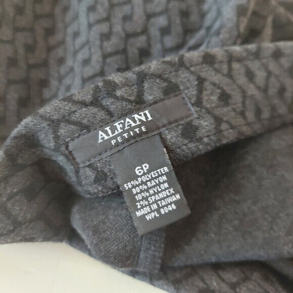 Alfani pencil skirt jersey stretch black gray patterned Sz 6 Petite - Picture 4 of 7